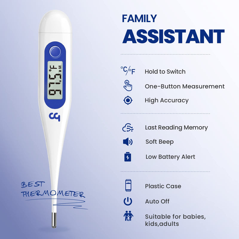 [Australia - AusPower] - Bundle of Oral Thermometer for Adults, Digital Thermometer with Fever Alert 