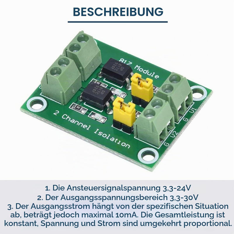 5pcs PC817 2 Channel Optocoupler Isolation Module 3.6-30V Voltage Converter Driver Photoelectric Insulated Board for Control Relay with 24AWG Wire 2 channels