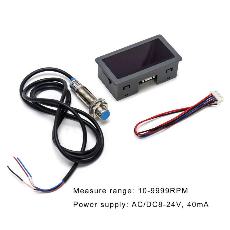 [Australia - AusPower] - QWORK® 4 Digital LED Display RPM Speed Meter Panel Inductive Hall Effect Sensor NPN Proximity Switch 