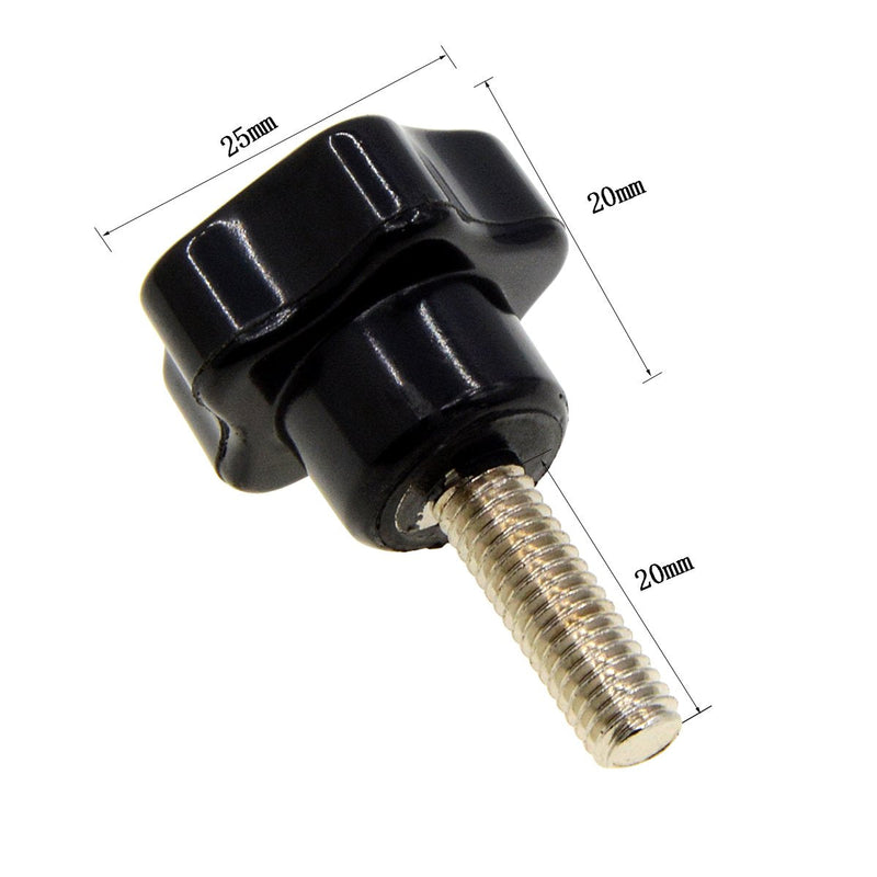 [Australia - AusPower] - YXQ M6 Star Hand Knob Clamping Tightening Replacement Black Plastic (6Pcs) M6x25x20(6Pcs) 