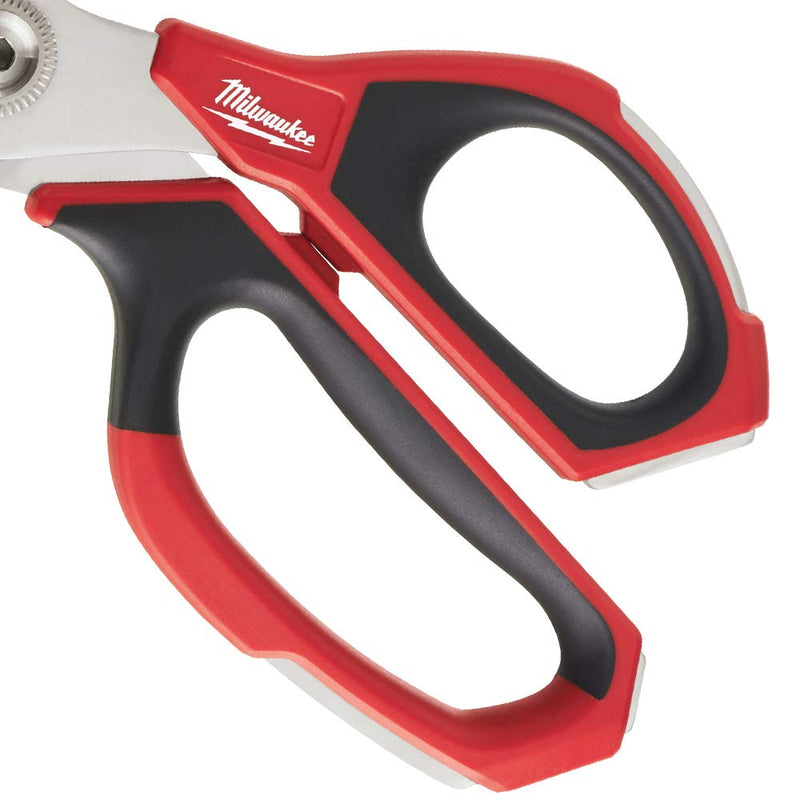 Milwaukee 48-22-4041 Iron Carbide Core Large-Looped Straight Jobsite Scissors w/ Onboard Ruler Markings and Index Finger Groove