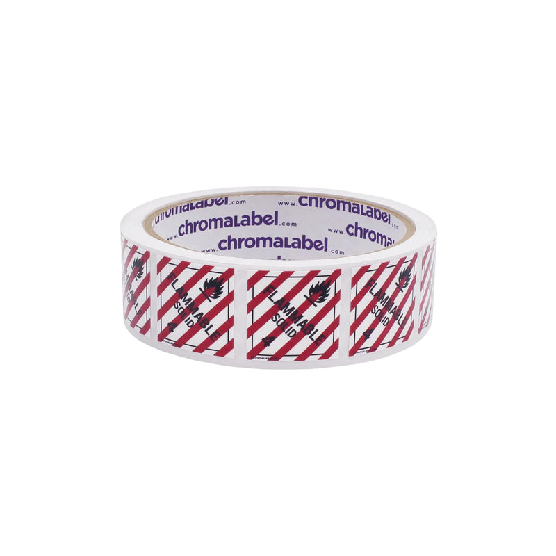 ChromaLabel 2 by 2 Permanent Durable Square D.O.T. Hazard Labels, Hazard Class 4 Flammable Solid Label, 100/Roll 2" x 2"