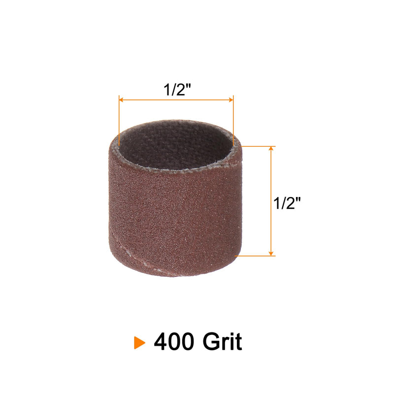 [Australia - AusPower] - 100pcs Sanding Drums 1/2 Inch Mini Sanding Sleeves 400 Grit Sanding Bands for Drum Sander Rotary Tools 