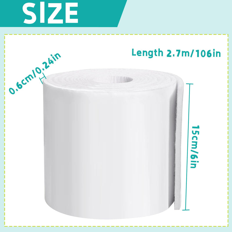 1/4" x 6" x 3 Yard Adhesive Felt Roll Felt Strips with Adhesive Backing, Pads Thick Self Stick Sheets for Provide Cushioning and Support in Pain Foot,1 Roll White