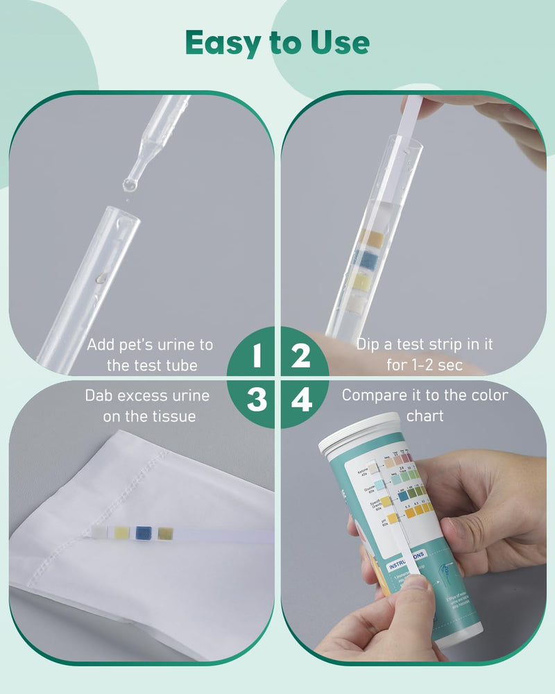 [Australia - AusPower] - Pawfly Urine Test Strips, 100 Strips, Pet Urine Testing Strips for Ketone, Glucose, Specific Gravity & pH, Urinalysis Test Strips for Vets 4 in 1 
