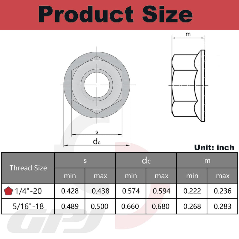 [Australia - AusPower] - 1/4-20 Serrated Flange Hex Nuts, 1/4" Hexagon Flange Nuts, 304 Stainless Steel, UNC Nuts Fasteners, Replacement Nut for DIY Home Mechanism, 50 Pack 1/4"-20 
