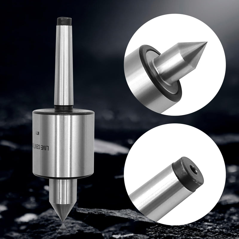 [Australia - AusPower] - MT1 Live Center, 60 Degree Morse Taper 1MT, 5000 Max RPM, Precision Lathe Medium Duty Live Tailstock Center for Triple Bearing Lathe Medium Duty CNC Work 