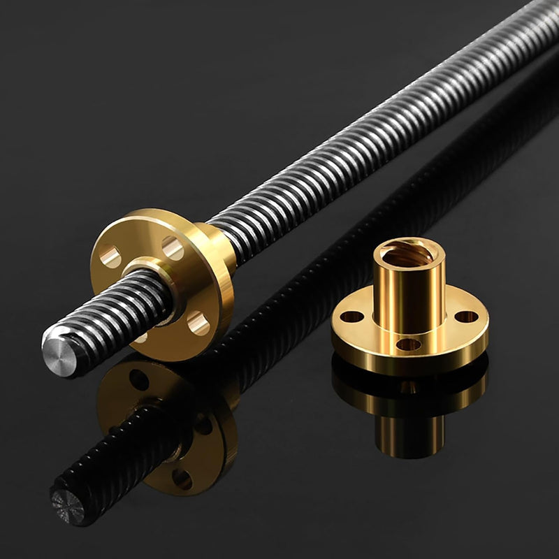 [Australia - AusPower] - T12 Lead Screw 400mm / 15.75 inch Length + Brass Nut, T12 12mm Diameter T12 x 8 Tr12 x 8 Acme Thread Screw Pitch 2mm Lead 8mm 4 Starts, 1 Pcs, Used in 3D Printer Z Axis CNC (Kwweeoo) 