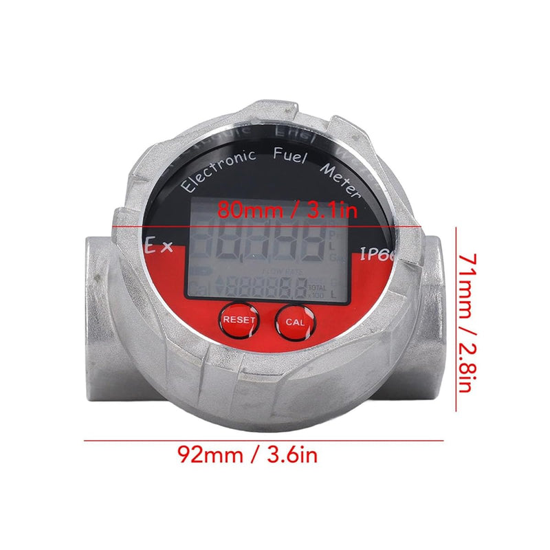 Ubric 1 Inch Stainless Steel Flow Meter Electronic Digital Flow Meter Stainless Steel Liquid Water Petrol Kerosene Oil