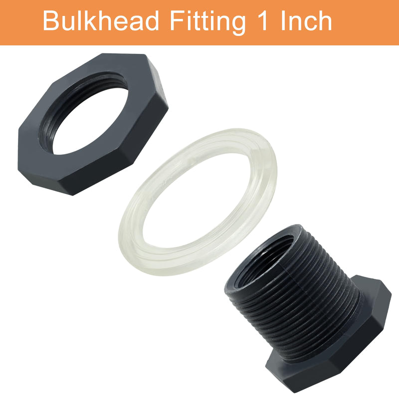 [Australia - AusPower] - 2pcs NPT1 PVC Bulkhead Fitting, 1 Inch Plastic Water Tank Connector Threaded Thru-Bulk Pipe Fittings for Rain Barrels, Aquariums, Bucket Hose Adapter, Ponds, Pools 2pcs 