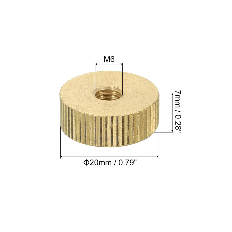 [Australia - AusPower] - uxcell Knurled Thumb Nuts, 3Pcs M6 x D20mm x H7mm Brass Flat Head Blind Hole with Collar Flat Head Blind Hole Round Knobs Fasteners for 3D Printer Parts, Machine Tools 3 