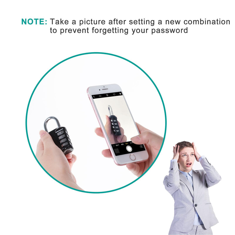 [Australia - AusPower] - ZHEGE Combination Lock, 4 Digit Combination Padlock Outdoor, School Lock, Gym Lock (Pink) 1P 1P, Pink 