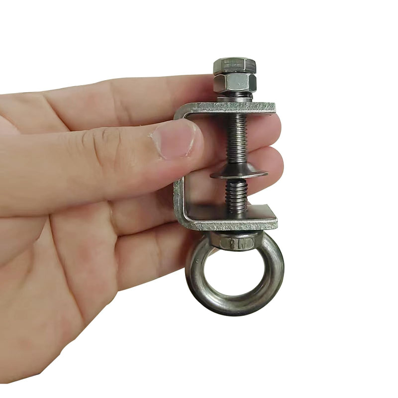 [Australia - AusPower] - 4Pcs Stainless C Clamp with Ring;Heavy Duty Hanging J Hook/pipe Clamp Hooks for Hanging;Beam Clamp with Ring, That Can Withstand 100 Pounds of Static Gravity (medium) 