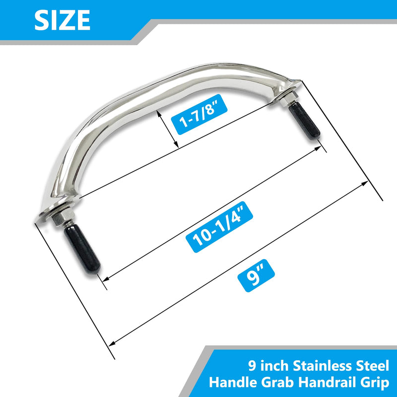 9 Inch Stainless Steel Handle Grab Handrail Grip, Marine Boat Hardware for Multipurpose (1 PCS)