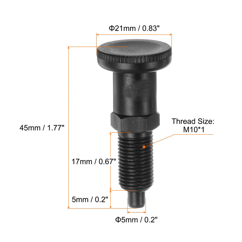 [Australia - AusPower] - HARFINGTON 2pcs Push Fit Ball Nose Spring Plunger M10x1Thread 5mm Pin Dia.Carbon Steel Return Knob Plunger Non-Locking Retractable Index Plunger for Industrial Equipment, Black 