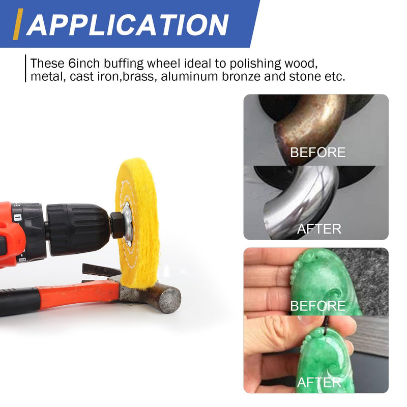 SCOTTCHEN 4inch Buffing Polishing Wheel with 1/4" Shank for Drill, 1/2" Arbor Hole,Soft/Fine/Medium -3pcs,with Buffing Polishing Cutting Compounds 7.4 Oz.Kit,with 2 Pack Non-Woven Bandage Multi 9pcs 4 inch