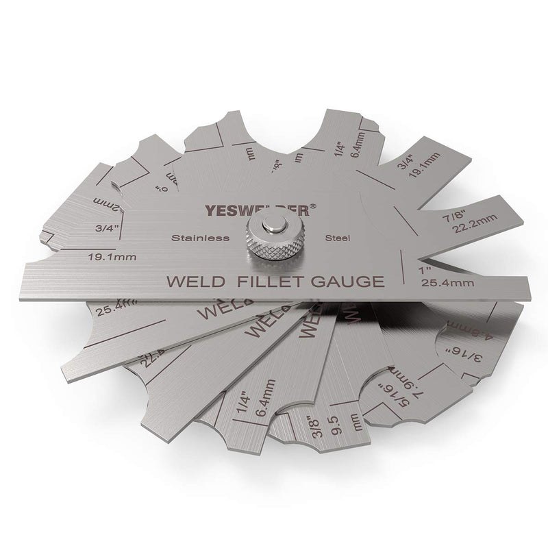 [Australia - AusPower] - YESWELDER MG-11 Metal Weld Fillet Gages Set (7PCS) 1/8''-1'' Welding Inspection Test Ulnar MM & inch 