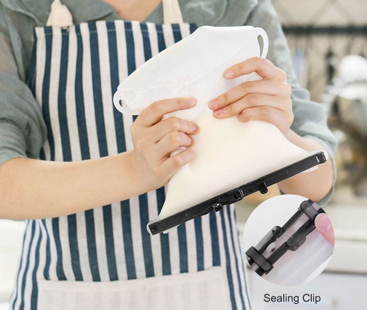 Reusable Silicone Food Bag Odorless Dishwasher Safe No Pop Open Leakproof Snack Bags Stand-Up Easy Dry Flat Bottom Freezer Food Storage Bag Best Ziplock Bags Alternative For Meats, Marinates 33 Oz Purple + Orange + Yellow + Clear