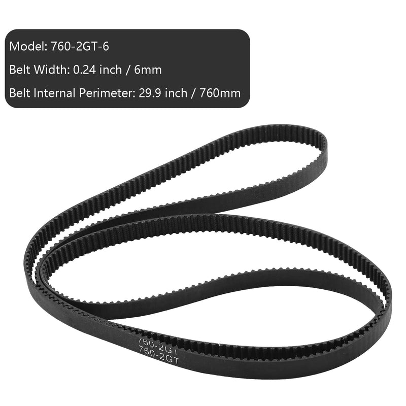[Australia - AusPower] - GT2 Timing Belt 760mm Black Cogged Rubber Geared Belt 6mm Cog Drive Belt for 3D Printers (760-2GT-6) 