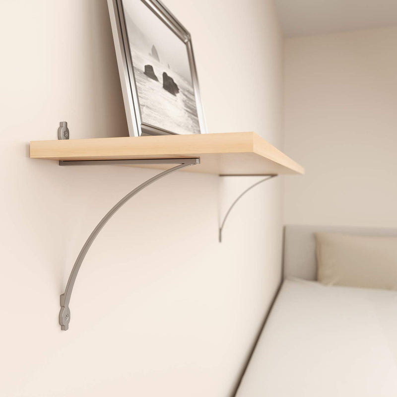 Shelf-Made Lewiston Decorative Shelf Bracket, Satin Nickel, 8-inches, Sold as Single Bracket, Mounting Hardware Not Included 8 inches