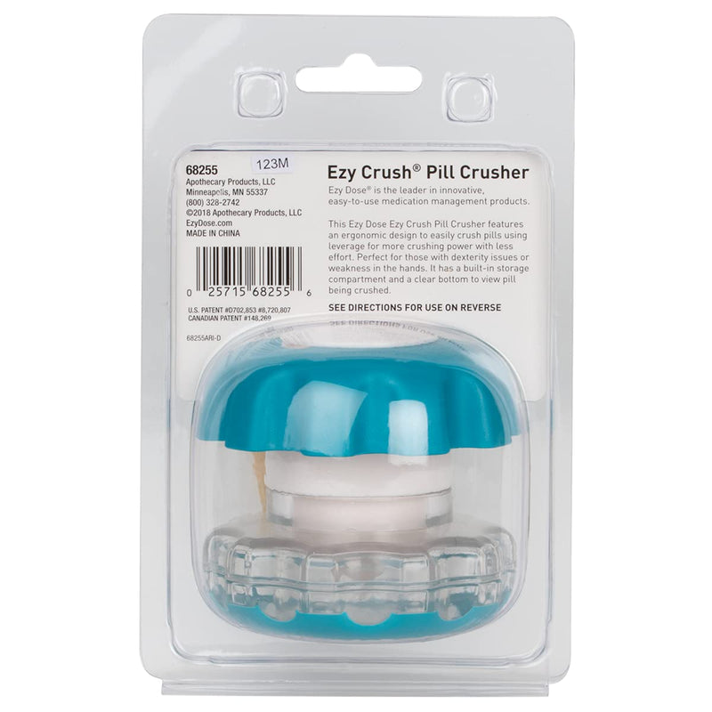 [Australia - AusPower] - EZY DOSE Crush Pills, Vitamins, Tablet Crusher and Grinder, Effortlessly Crushes Medications into Fine Powder, Features Storage Compartment, Easy-to-Use Design, Color May Vary, Large, BPA Free 