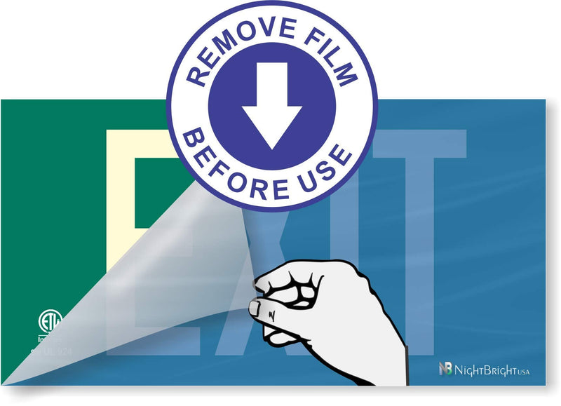 Photoluminescent Exit Sign Green - Aluminum Code Approved UL 924 / IBC/NFPA 101 | NightBright USA Part Number ULG-050
