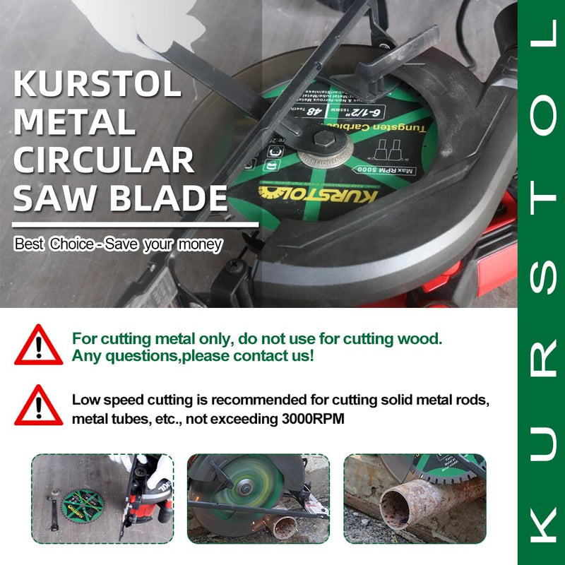 [Australia - AusPower] - KURSTOL Circular Saw Blade for Metal - 165 x 20 x 15.875 mm 48 Teeth Carbide Circular Saw Blade for Iron, Ferrous and Non-ferrous Metals, Iron Pipes, Rebar Steel 165mm 1 