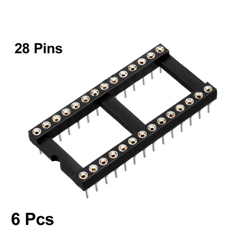 [Australia - AusPower] - uxcell 6pcs DIP IC Chip Socket Adaptor 2.54mm Pitch 15.24mm Row Pitch2 Row 28 Round Pins Soldering 