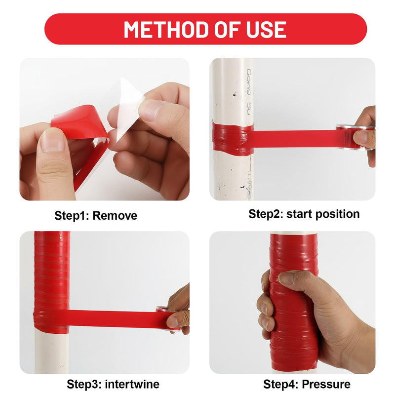 2-Pack Red Rubber Splicing Tape (20 Ft Total) - Self Fusing Emergency Repair Tape for Wiring & Marking - Non-Slip Silicone Grip for Handlebars - Easy-Peel Liner, 1 Inch x 10 Feet 2