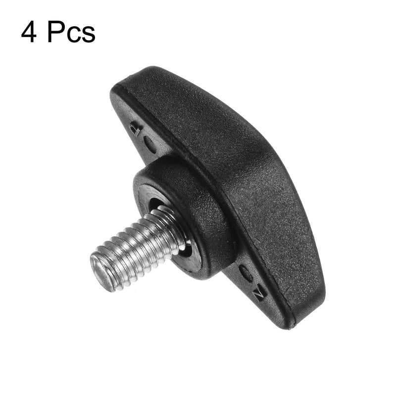 [Australia - AusPower] - 4pcs Tee Wing Knobs Thumb Screws M6 x 8mm Standard Male Thread Plastic T Knobs Handles Hand Clamping Knobs Grip Thumbscrew, Black 