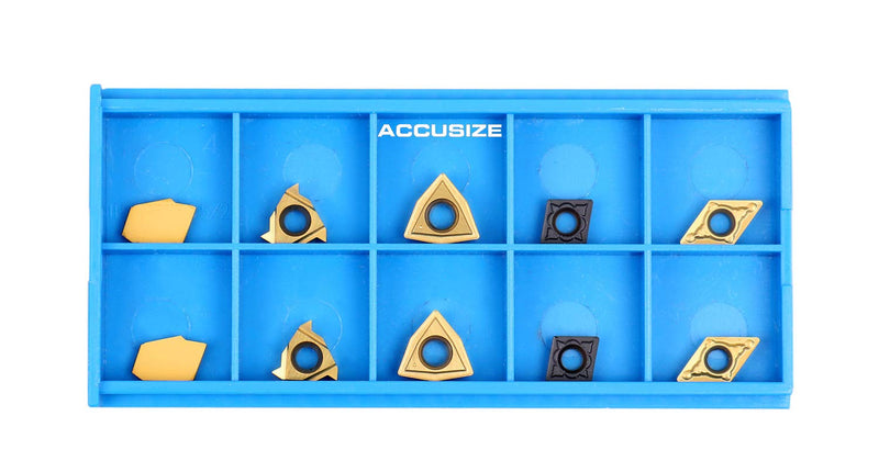 [Australia - AusPower] - Accusize Industrial Tools 2 Pc of Each Kind of Carbide Inserts for 2988-0012, CVD Coated and Tin Coated, Total 10 Pieces, 2988-0012Inserts 