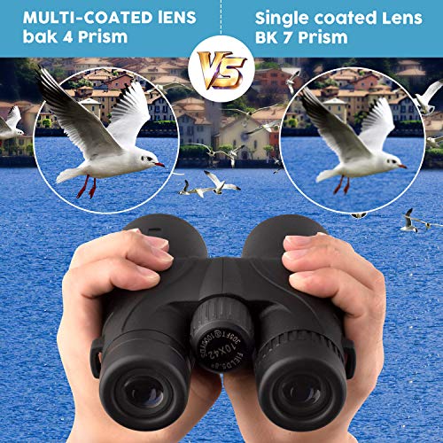 10x42 Binoculars for Adults - Professional HD Roof BAK4 Prism Lens Binoculars for Bird Watching, Hunting, Travel, Sports, Cruise, with Carrying Bag (1.1Lbs) New Model