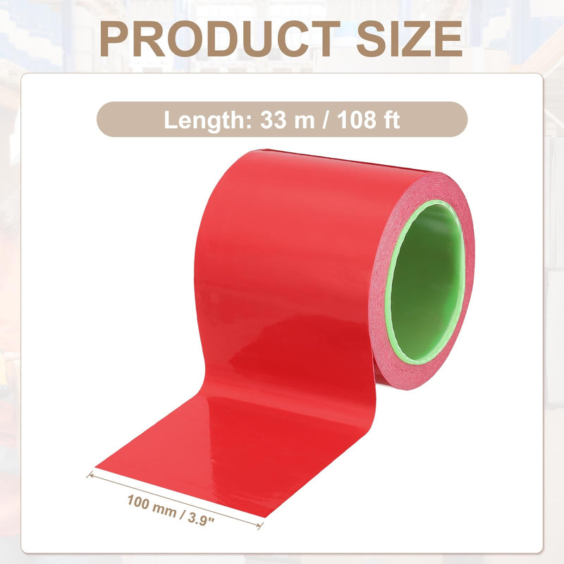 PATIKIL Floor Marking Tape 3.9 Inch x 110 Ft, Self-Adhesive Warning Safety Tape Caution Stripe for Walls Floors Pipes Equipment Outdoor, Red