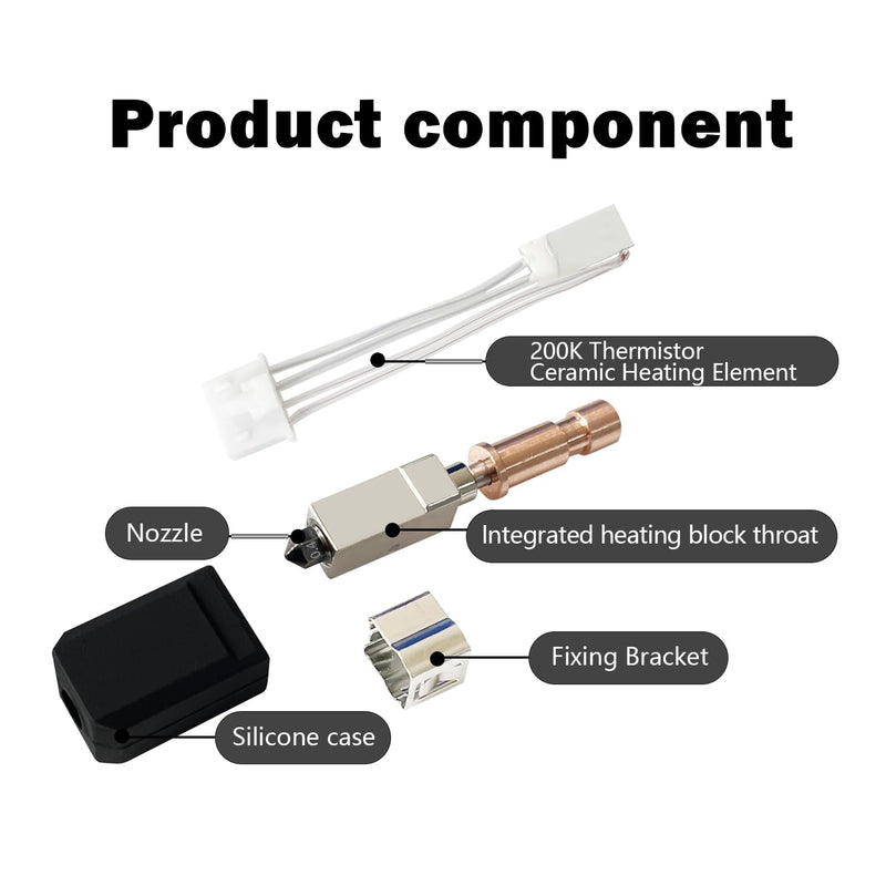 HzdaDeve 0.2MM 0.4MM 0.6MM Ceramic Hotend for Kobra S1 Combo Stainless Steel Print Head Extruder Kit Hot End Hardened Nozzle Heater Block 200K Heating Rod Thermistor for Anycubic Kobra S1 (3 Pack) 3PK