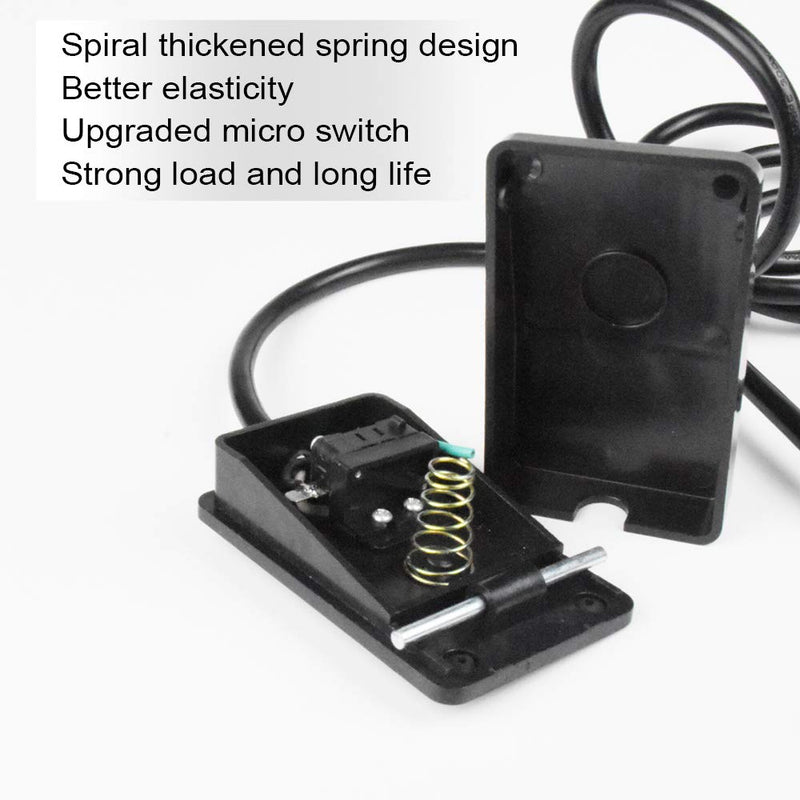 Foot Switch, Foot Operated Pedal Controller Power Switch Woodworking Machine Control, 5-ft Cable with Piggyback Plug, Deadman Style Black