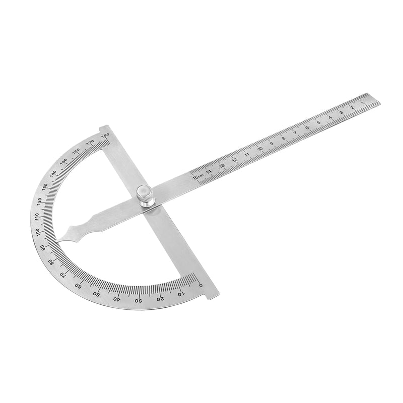 Flintronic Stainless Steel Protractor with Locking Screw, 0-180° Adjustable Prez Degree Ruler Metal with Scale (150 mm) Protractor Metal for School Woodwork Home Work Craftsman DIY #Style-a 150mm