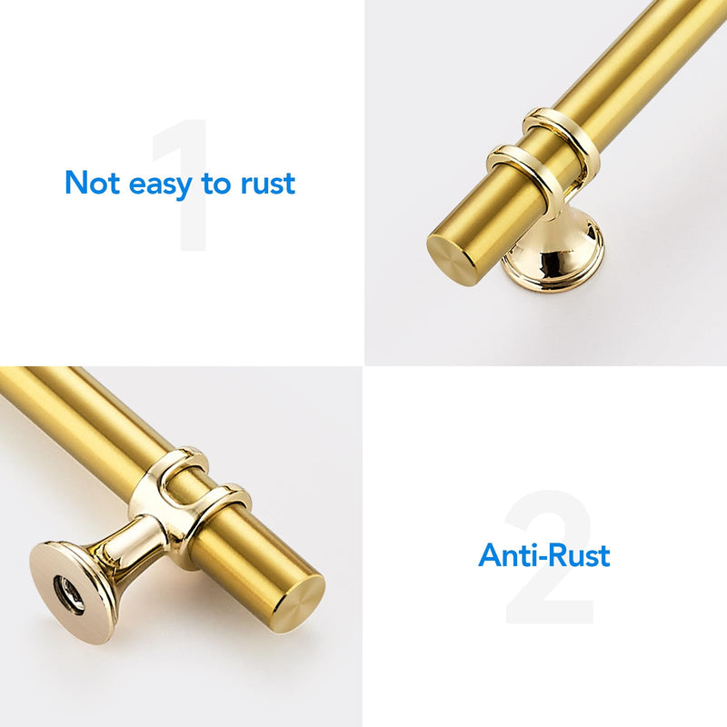 HOME EDIT Brushed Brass Cabinet Knobs Handles, Single Hole Modern T-Bar Drawer Pulls, Decorative Hardware for Cabinets, Dressers, and Drawers, 15 Pack