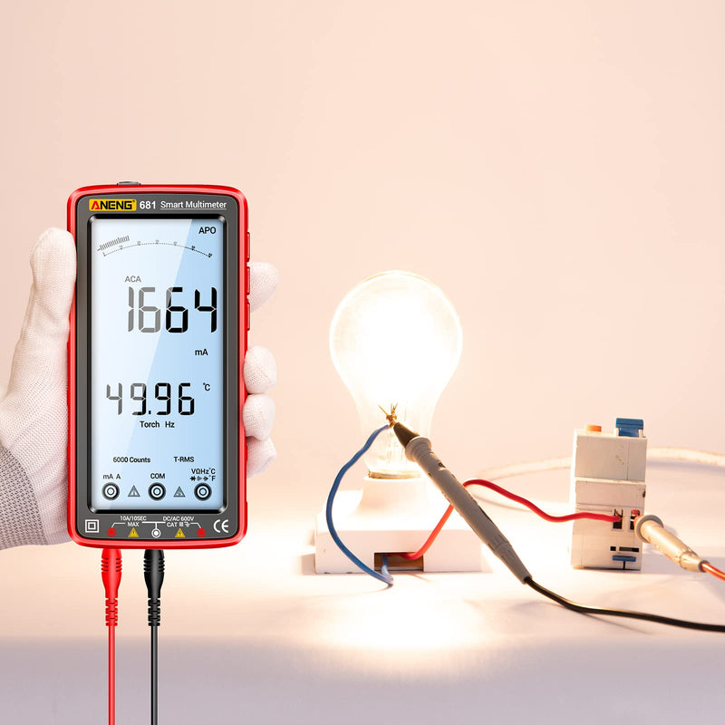 [Australia - AusPower] - ANENG Digital Multimeter Tester Auto-Ranging TRMS 6000 Counts Voltmeter Smart Rechargeable Meter Measures AC/DC Current,NCV,Voltage,Ohm,Amp,Resistance,Diodes,Countinuity,Capacitance,Temperature 681 Backlit Screen 