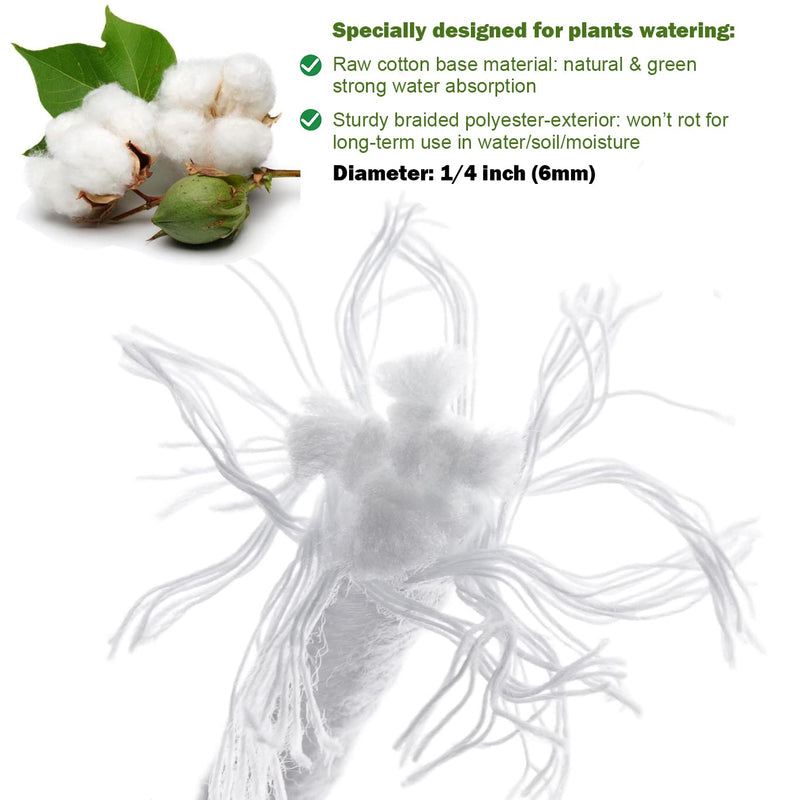 [Australia - AusPower] - ORIMERC 50 feet 1/4 inch Self Watering Capillary Wick Cord Vacation Plant Sitter DIY Hydroponic Wicking Self-Watering Planter Pot Automatic Water System Device Potted Violet Auto Seedling Waterer Rope 50 feet (1/4 inch) 