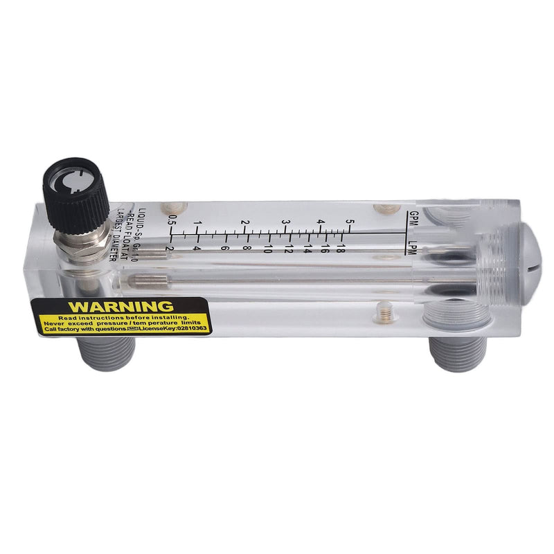 [Australia - AusPower] - 0.5-5GPM Panel Type Water Meter Adjustable Liquid Flowmeter ZG1/2in Male Thread ZG1/4in Female Thread Water Meter 