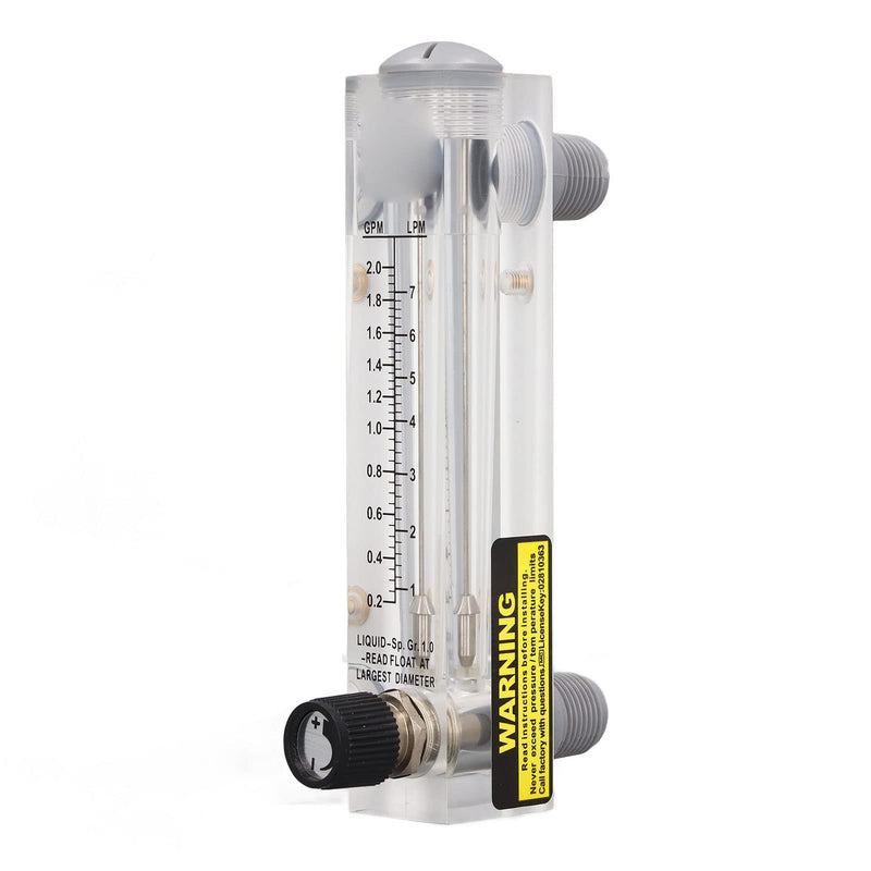 [Australia - AusPower] - Water Meter Panel Type Flowmeter, 1/2in Male Thread and 1/4in Female Thread Djustable Knob Panel Mount Type Flowmeter for PVC Pipe, 0.2-2.0GPM 1-7LPM 