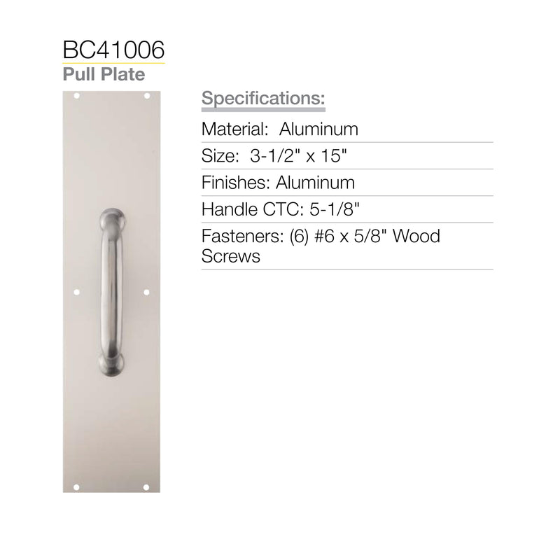 [Australia - AusPower] - PULL PLATE ALUMINUM 15"L Aluminum Finish 