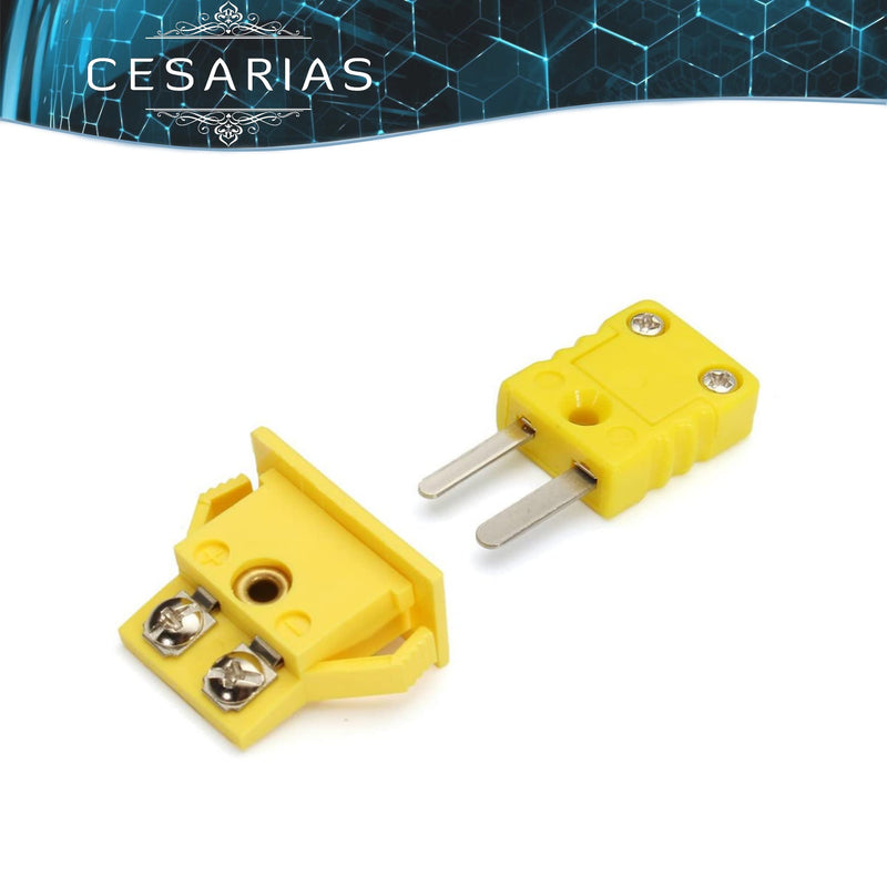 [Australia - AusPower] - K-Type Panel Mount Thermocouple Mini Plug Connector, Male and Female, Yellow, Set of 2 Pack of 2 