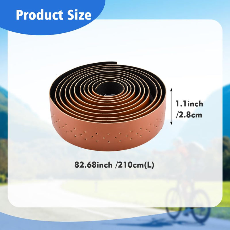 2 Rolls Bike Handlebar Tapes with 2Pcs Handle End Plugs and 2Pcs Finishing Tapes, Self-Adhesive Multifunctional Bicycle Handlebar Tapes, 210x2.8cm/82.68x1.1inch, PU+EVA(Color:Brown) Brown