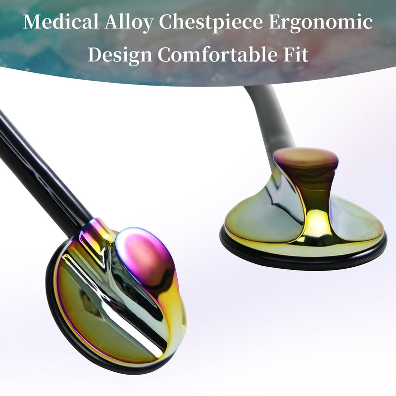 [Australia - AusPower] - MaiWieel-Master Stethoscope Single Head Stethoscope,Tunable Diaphragm,Estetoscopio for Nurses, Doctors, Paramedics, Students,Home Medical,Rainbow Chestpiece (Rainbow) Rainbow 