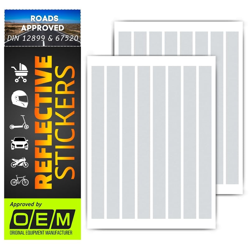 DIN 67520 reflectors Reflective Tape Stickers Waterproof Trailers Cars Motorcycle Fire Helmet Rims Bicycle Decals Vehicles Mailbox Numbers Made with ORA FOL 5600 Material (White, 16Pcs) (White) White