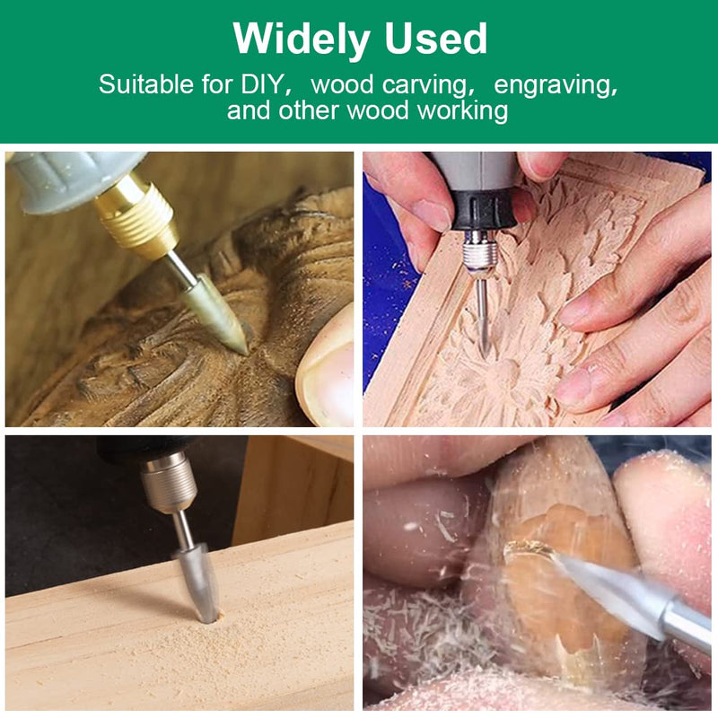 [Australia - AusPower] - Wood Carving Tool, 5 Pieces HSS Engraving Tool, Wood Cutter Set for Dremel Rotary Tools Accessories with 3 mm Shank for Wood Carving, Drilling 