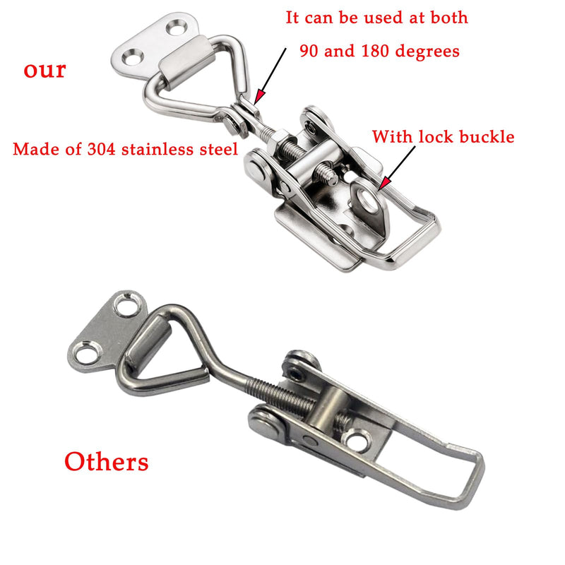 [Australia - AusPower] - Thickened Stainless Steel Toggle Latch Clamp Horizontal or 90 Degree Right Angle Adjustable Buckle with Keyhole 4 Pieces 