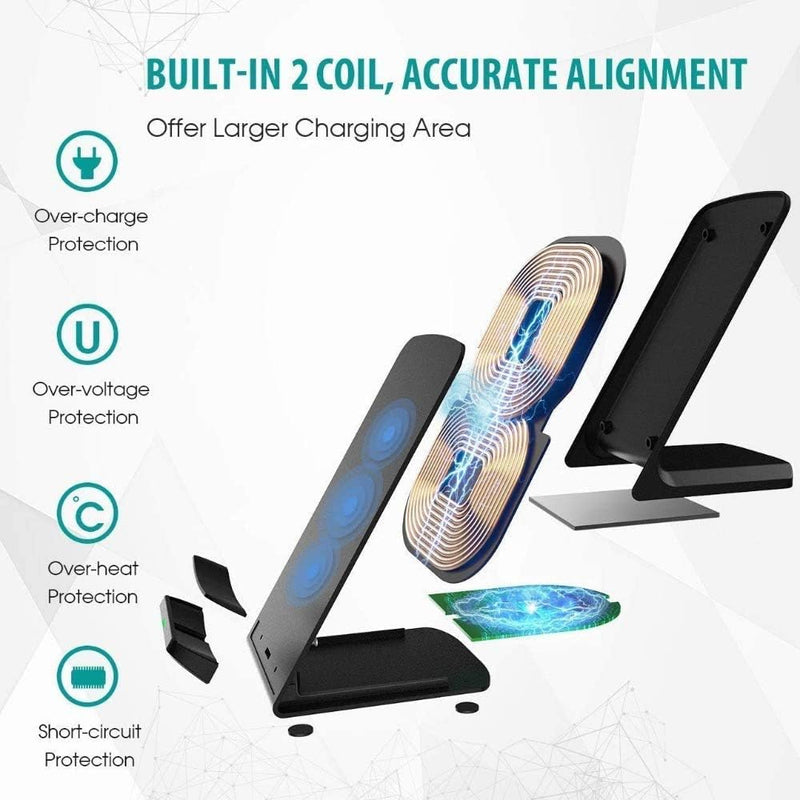 [Australia - AusPower] - Samsung Wireless Charger, 15W Fast Charging Stand for Samsung Galaxy S24/S23 FE/S23 Ultra/S22/S21/S20, Android Phone Wireless Charger Stand for Google Pixel 8/8 Pro/7a/7 Pro/6, iPhone 15/14/13/Pro/Max Black 