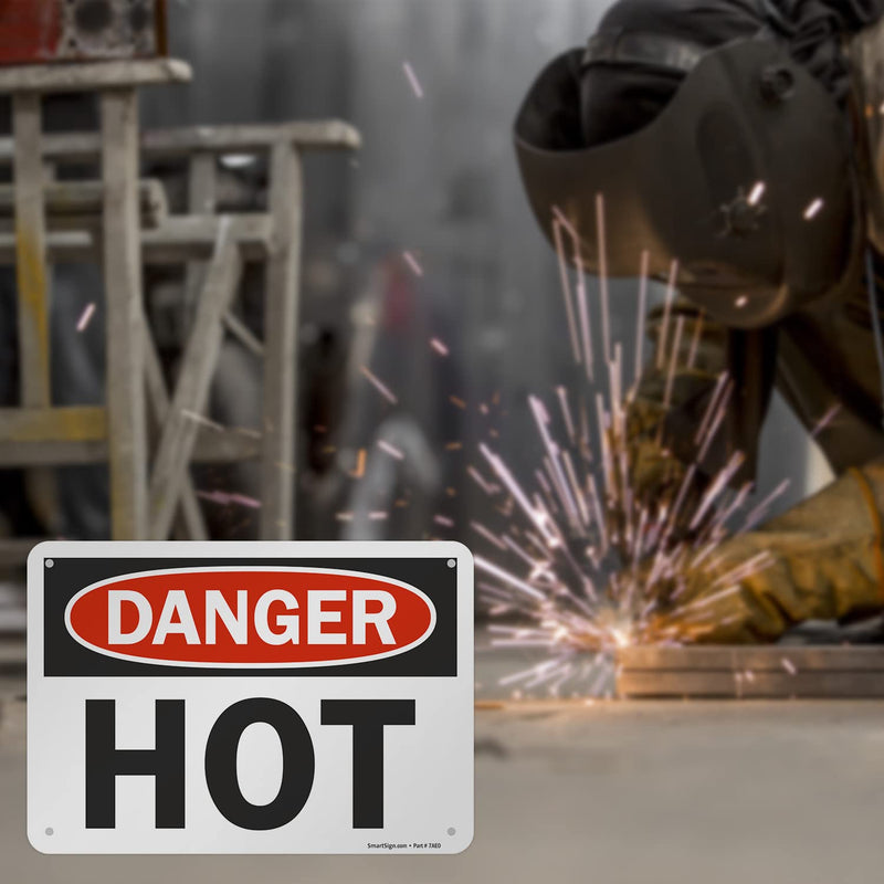 SmartSign "Danger - Hot" Sign | 7" x 10" Aluminum 7" x 10" Non-Reflective Aluminum
